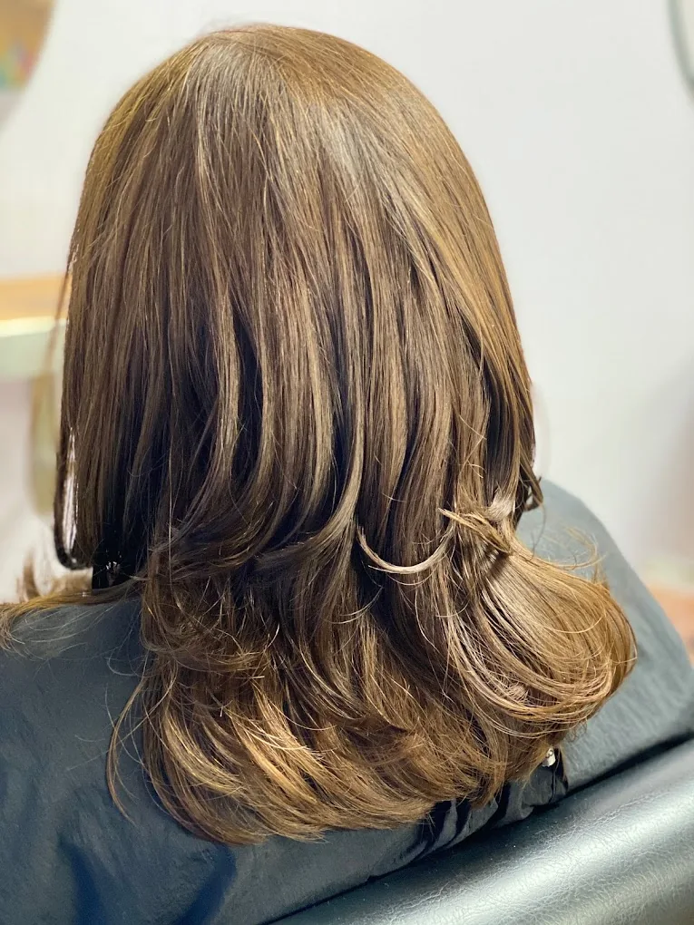 Brunette layered blowdry — Babalon for Hair, Redcliffs